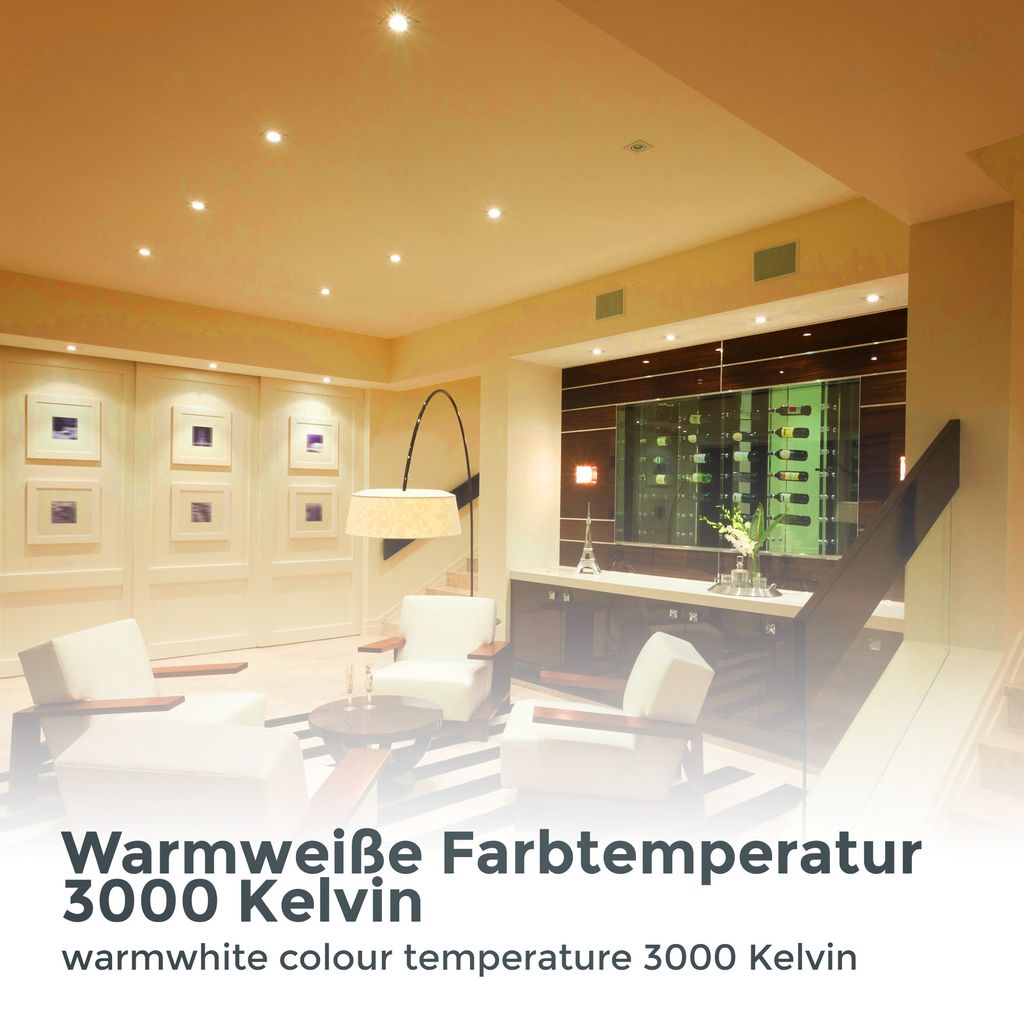 Einbaustrahler 68mm 3er Set - 230V. 4.9W. 480lm. LED. warmweiß. matt-nickel 10