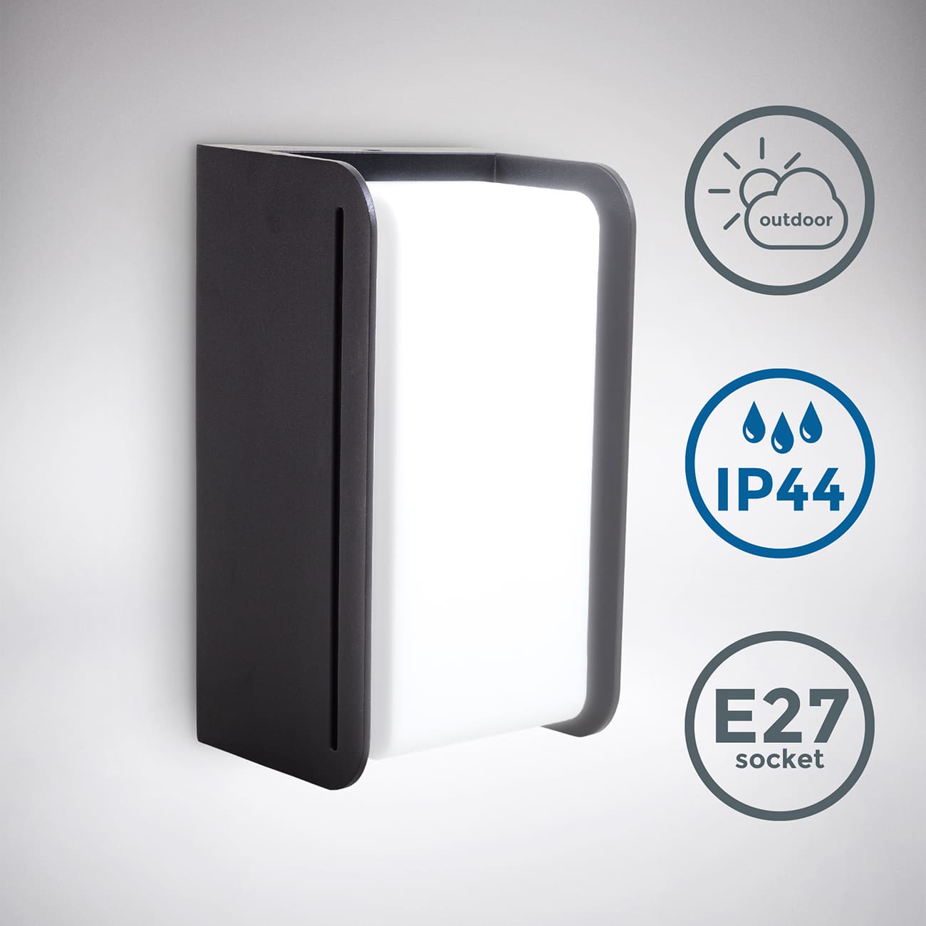 Außenwandleuchte IP44 - 1-flammig - Außenwandlampe modern LED Halogen Fassung E27 max. 12W 21,5x12cm Metall Fassade | schwarz - 3