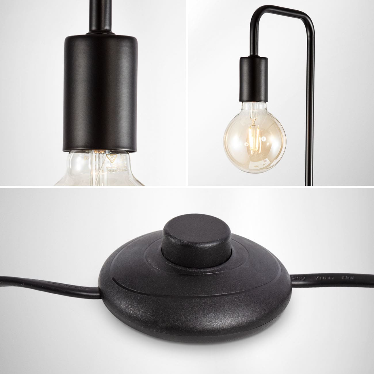 Metall Stehlampe im Retro Design schwarz E27 - 4