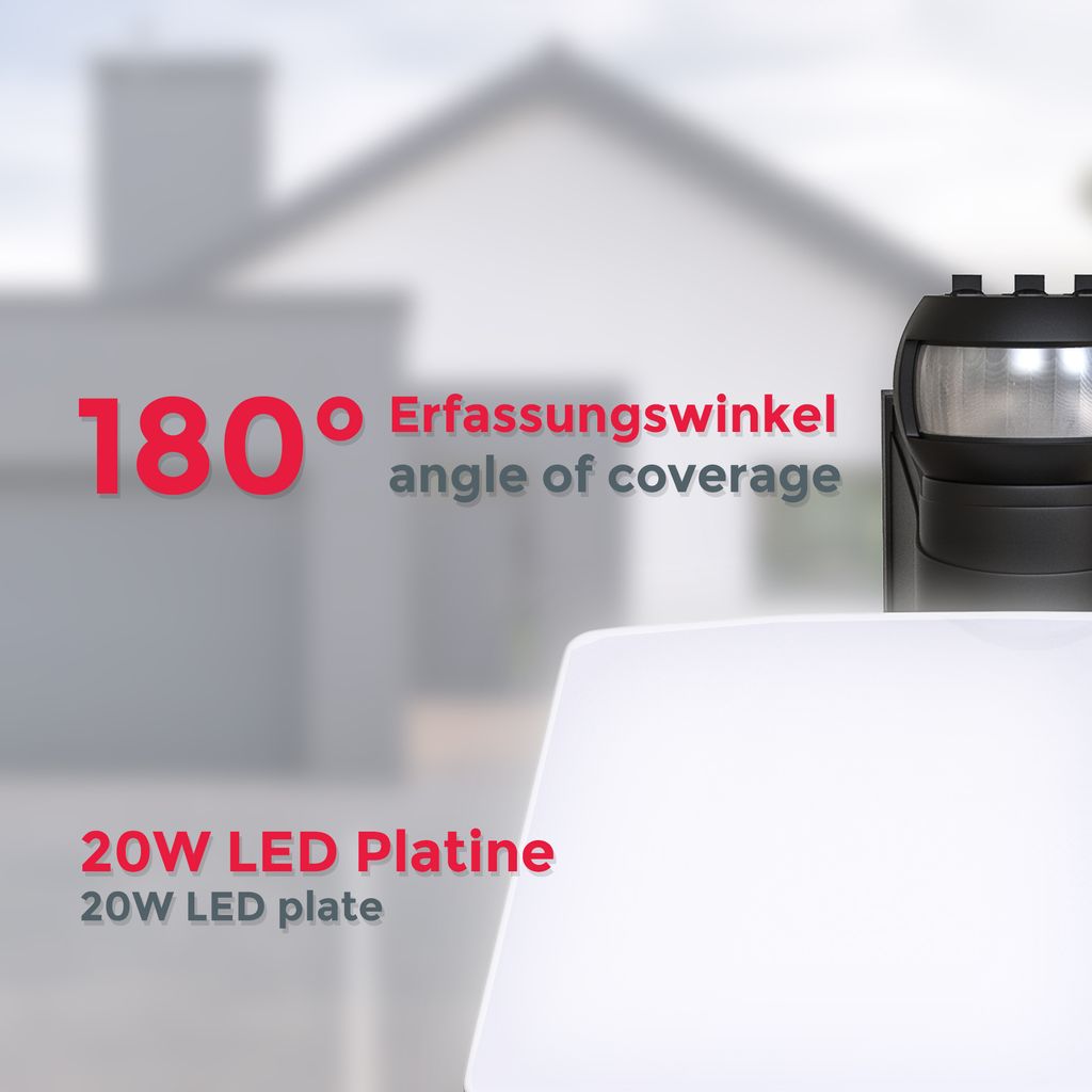 Außenstrahler - 20W. 2300lm. IP44. LED. mit Bewegungsmelder. neutralweiß. schwarz 7
