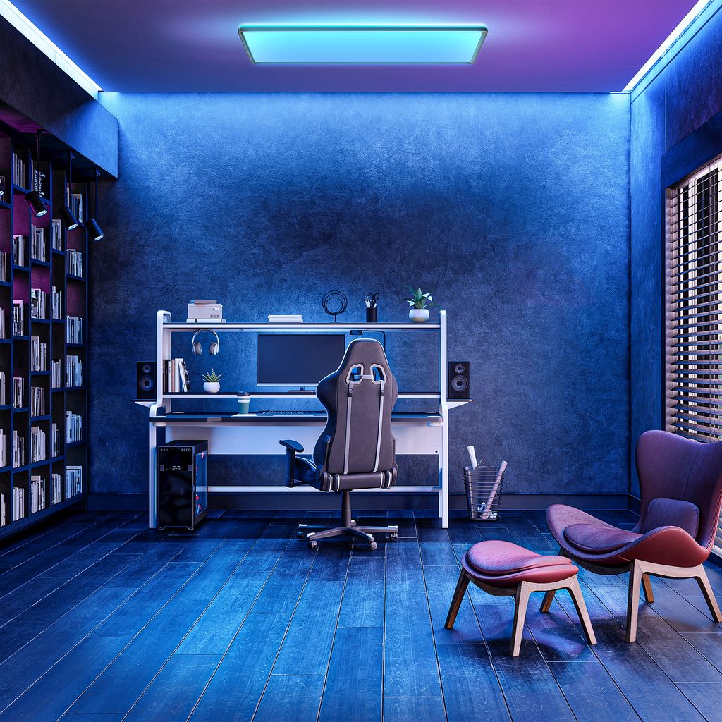 LED Panel 58x20 cm - 22W. 3000lm. dimmbar. Fernbedienung. RGBW. schwarz 3