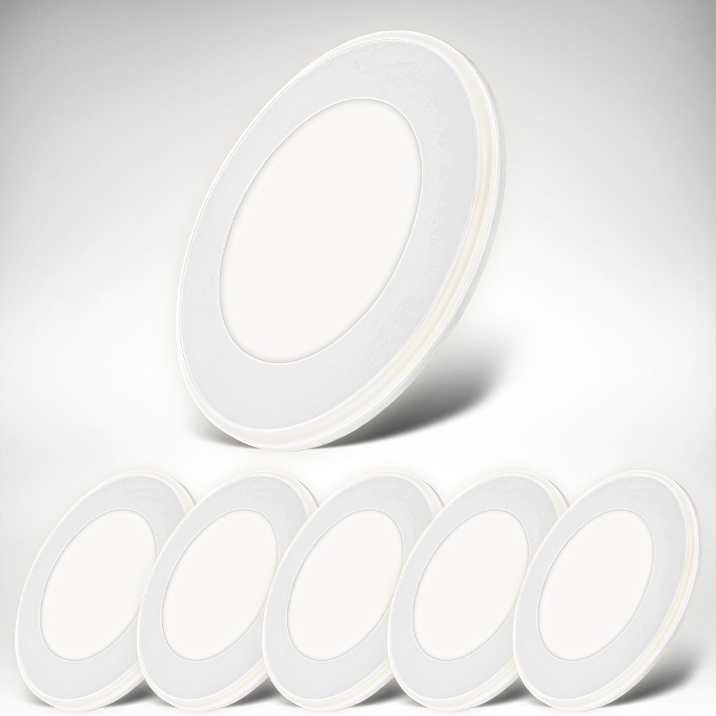 Einbaustrahler 68mm 6er Set - 230V. 4.9W. 425ml. LED. Nachtlichtring. warmweiß. weiß 1
