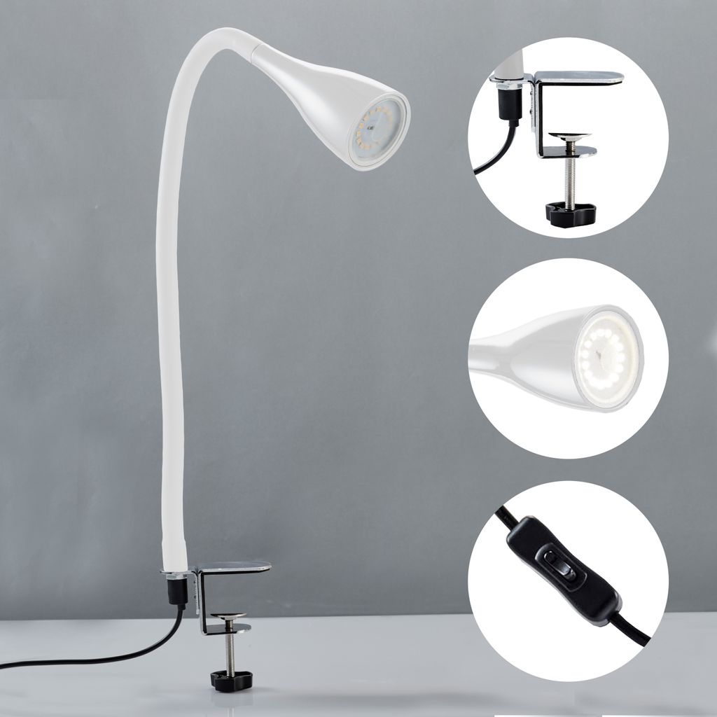 Klemmlampe - 4.8W. 400lm. LED. mit Stecker. dimmbar. warmweiß. weiß 6