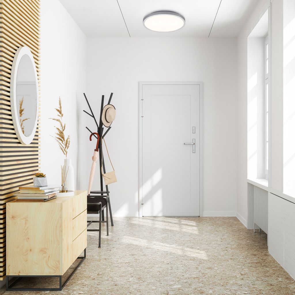 Deckenleuchte Ø28.8 cm - 12W. 1200lm. LED. warmweiß. silberfarbig 3