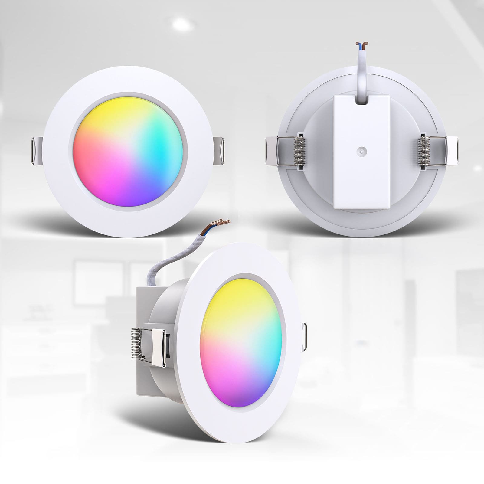 LED Einbaustrahler, weiß, RGB+W, 5er Set, dimmbar, Ø 70 mm, IP44, warmweiß - 6