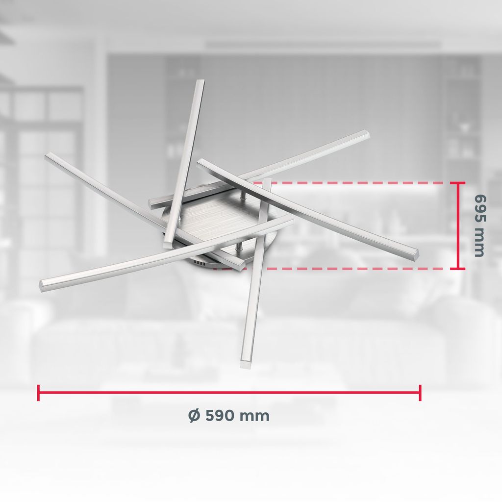 Deckenleuchte 59x59 cm - 24W. 2880lm. LED. warmweiß. silberfarbig 6