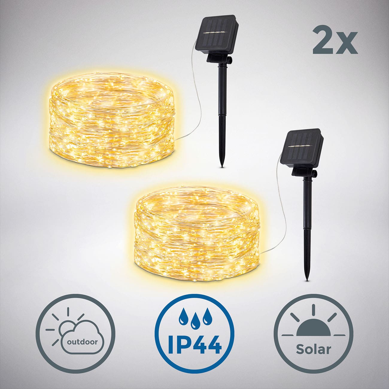 Solar LED Lichterkette für Außen 24m  IP44 | 2er Set - 3