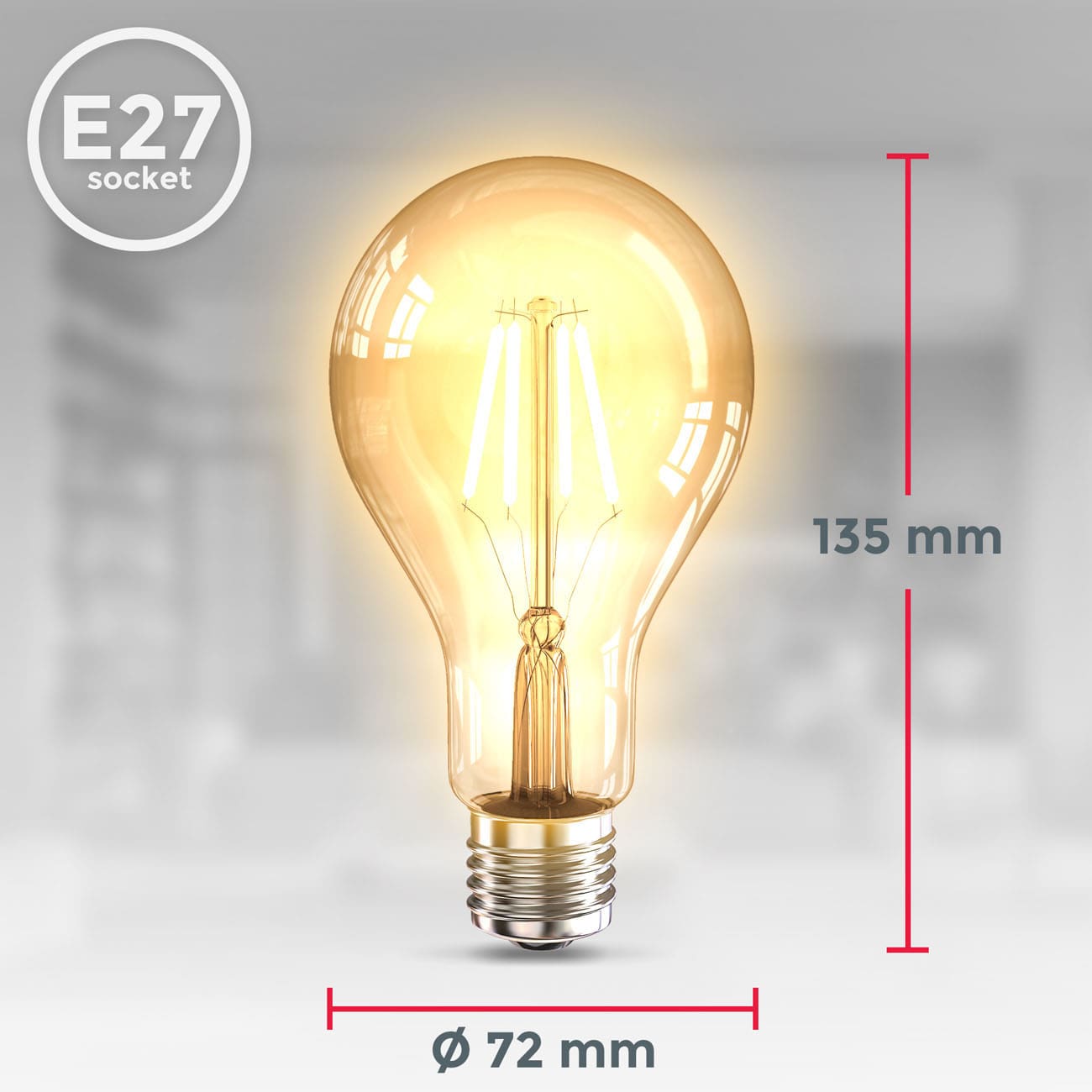 LED Glühbirne A75 E27 Vintage Lampe Edison - 2er Set - Retro-Glühlampe 143x64mm Energiesparlampe 4W 360lm 2.200K ultra-warmweiß | bernstein - 8