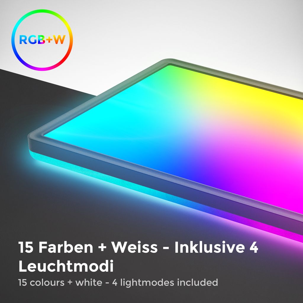 LED Panel 58x20 cm - 22W. 3000lm. dimmbar. Fernbedienung. RGBW. schwarz 2