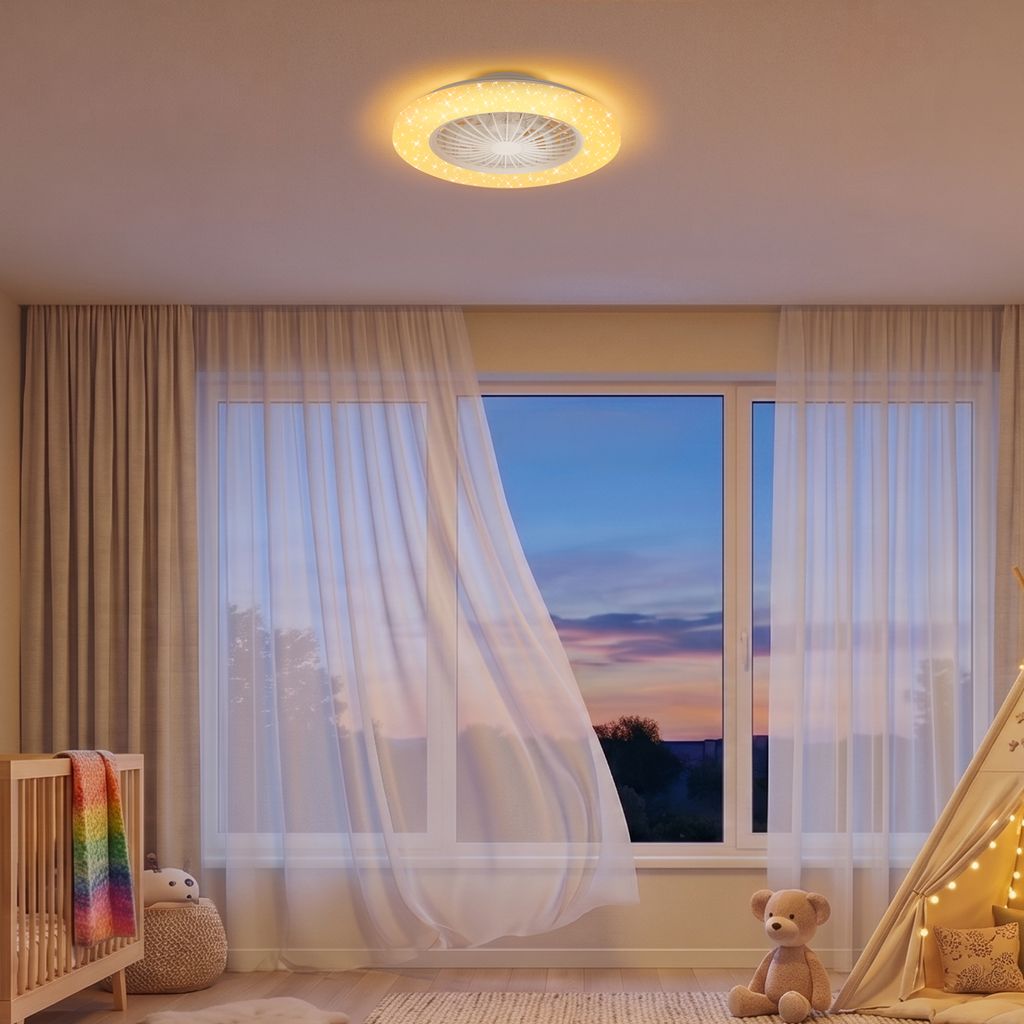 TUULETIN Deckenventilator mit Beleuchtung Ø48,5 cm - 48W, 5300lm, LED, Dimmbar, Fernbedienung, CCT, RGBIC, Weiß