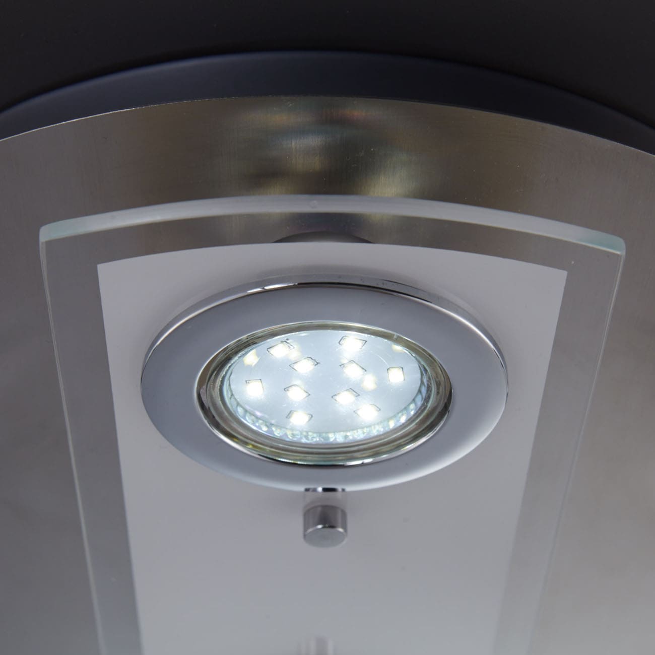LED Deckenleuchte 29cm - 4-flammig - moderne Deckenlampe 2 Spots schwenkbar Glas Metall GU10 12W 1000lm warmweiß | Matt-Nickel - 6