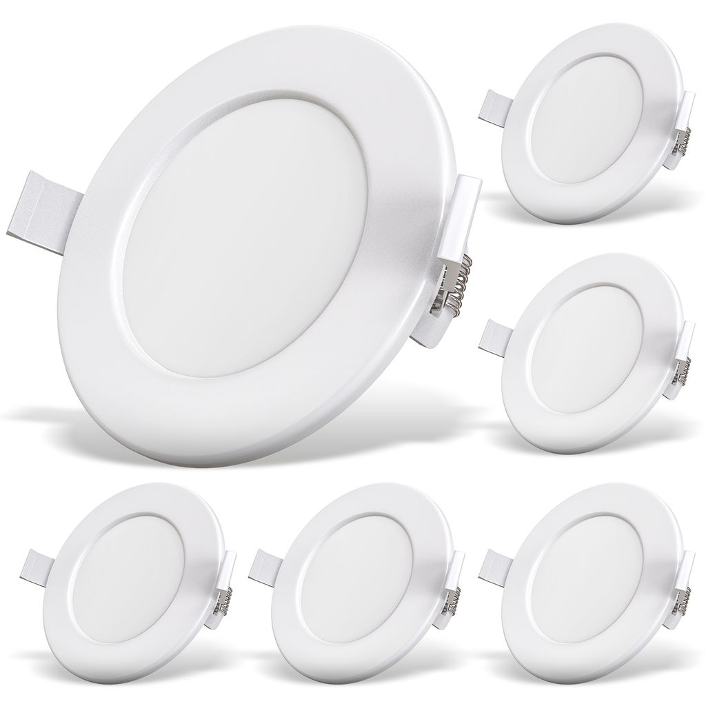 Einbauspot 100mm 6er Set - 230V. 6W. 450lm. LED. IP44. warmweiß. weiß 0