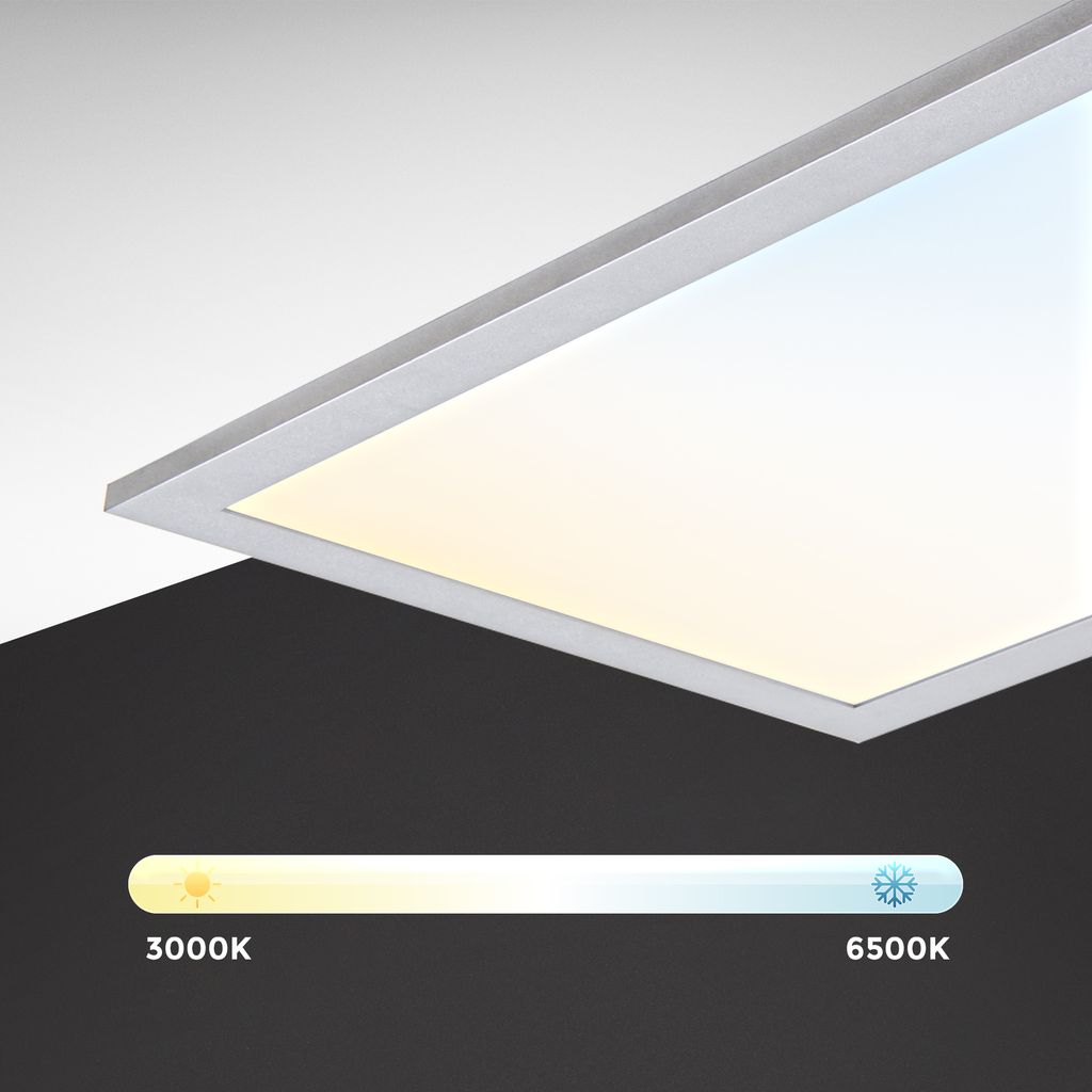 LED Panel 59.5x29.5 cm - 15W. 1300lm. dimmbar. Fernbedienung. CCT. RGB. silberfarbig 6