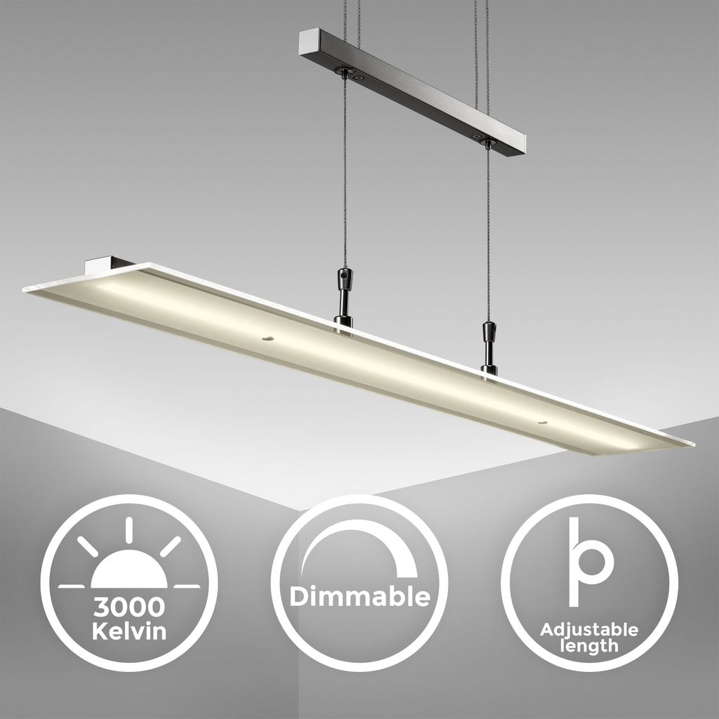 Pendelleuchte - 16W. 1750lm. LED. höhenverstellbar. dimmbar. warmweiß. matt-nickel 1