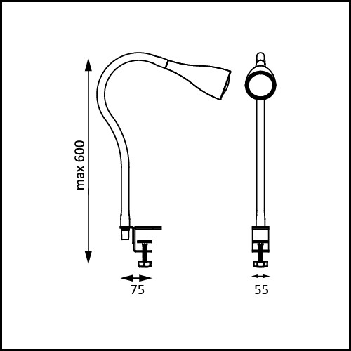 Klemmlampe - 4.8W. 400lm. LED. mit Stecker. dimmbar. warmweiß. schwarz 4