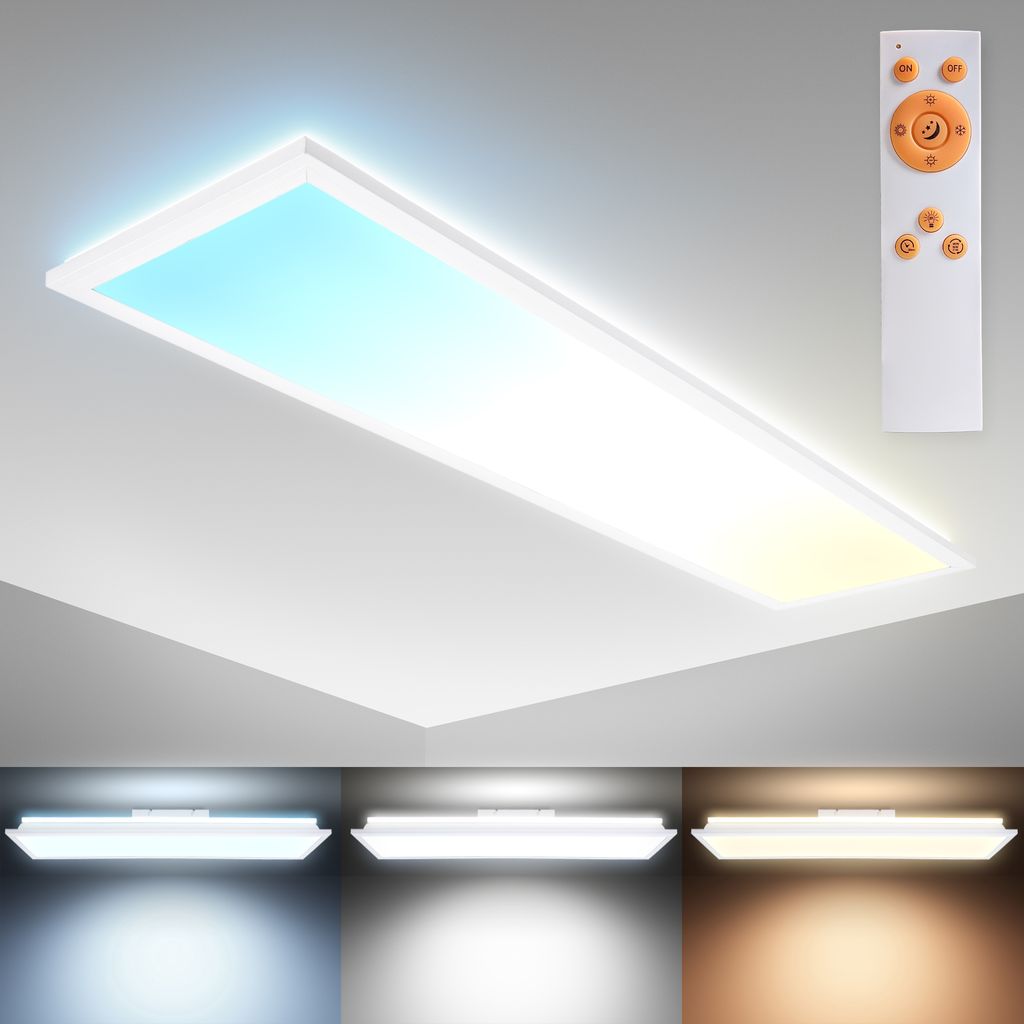 LED Panel 100x25 cm - 24W. 2200lm. dimmbar. Fernbedienung. CCT. weiß 0