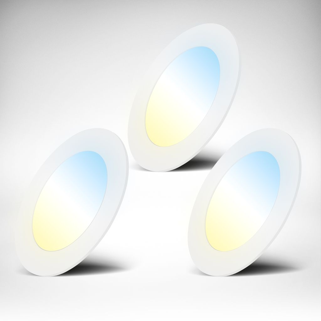 Smart LED Einbaustrahler dimmbar flach - 120x24mm - Einbauleuchte RGB-W 230V inkl. Leuchtmittel 6W 600lm Steuerung per App Voice Fernbedienung CCT 2700K-6500K Einbaumaß 110x30mm I weiß 0