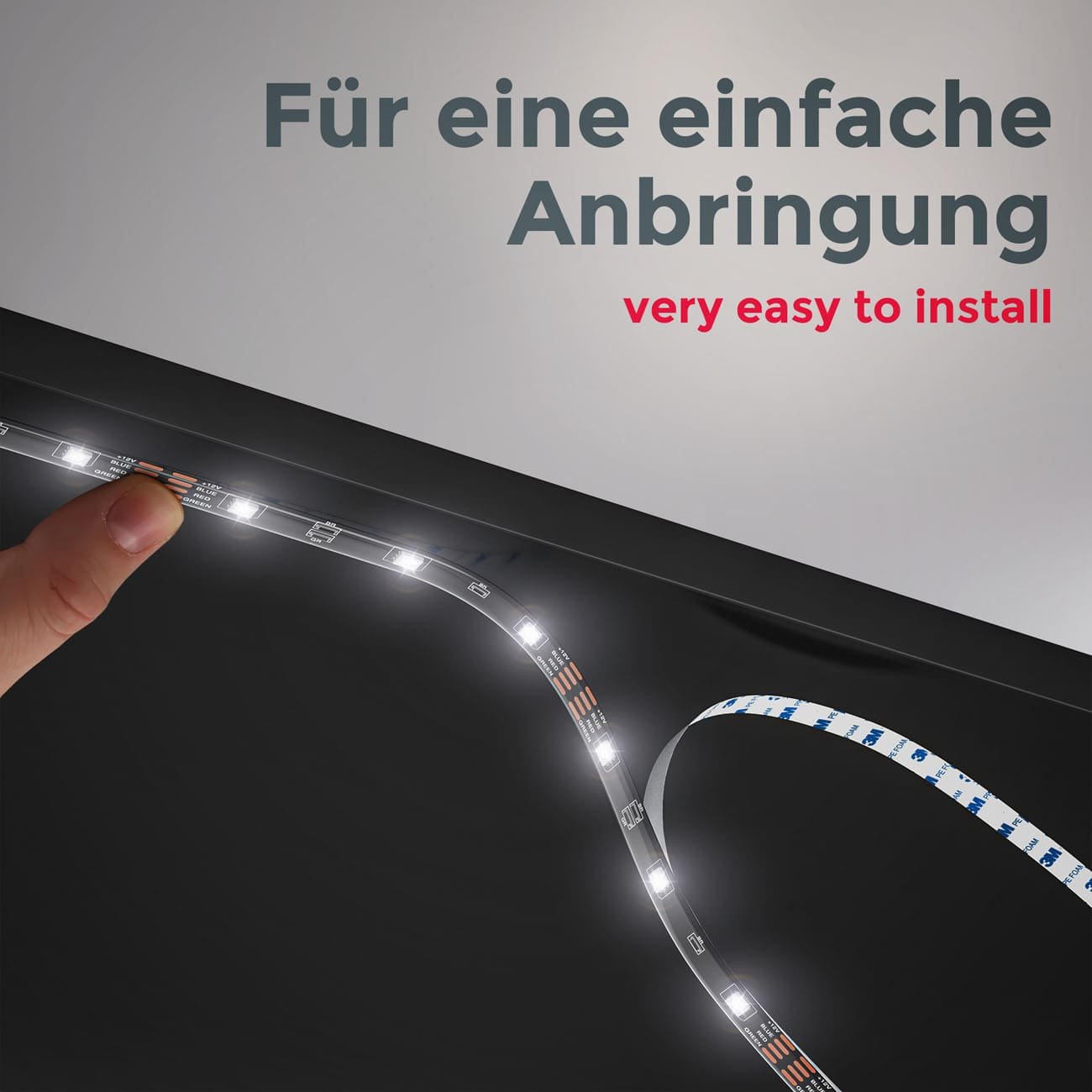 Smartes LED Licht-Band - 2 Meter - RGB Stripe IOS Android dimmbar 9W warmweiß Fernbedienung 60 LEDs flexibel kürzbar selbstklebend USB 5V | schwarz - 6