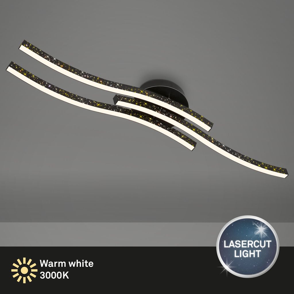 Briloner Leuchten REY - Wand-& Deckenleuchte - 3718035 - Glitzereffekt durch Laserlochoptik - 19W ? 2100 lm - Warmweiß 3000K - 80.5 x 15 x 10 cm 2