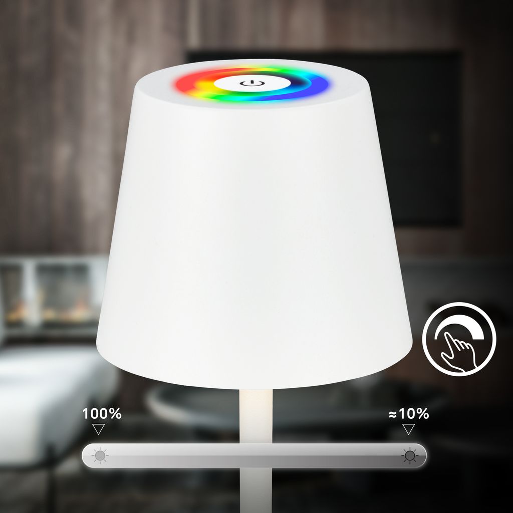 RGBW LED Akku-Tischlampe 36cm - Dimmbar. Touch. IP44. 230lm. 2.5W. 2700K warmweiß. Ladestation. anthrazit 4