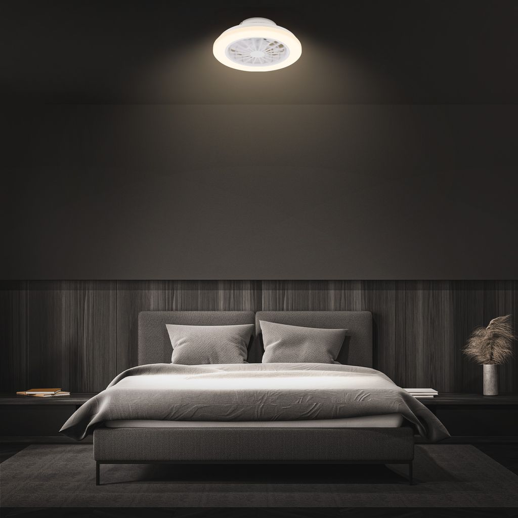 Briloner Deckenventilator mit Licht Fernbedienung Ø38cm Rund 24W 2600lm 3000K-6500K Warmweiß bis Tageslichtweiß DC-Motor Weiß - Deckenleuchte Schlafzimmer Wohnzimmer Flur 8