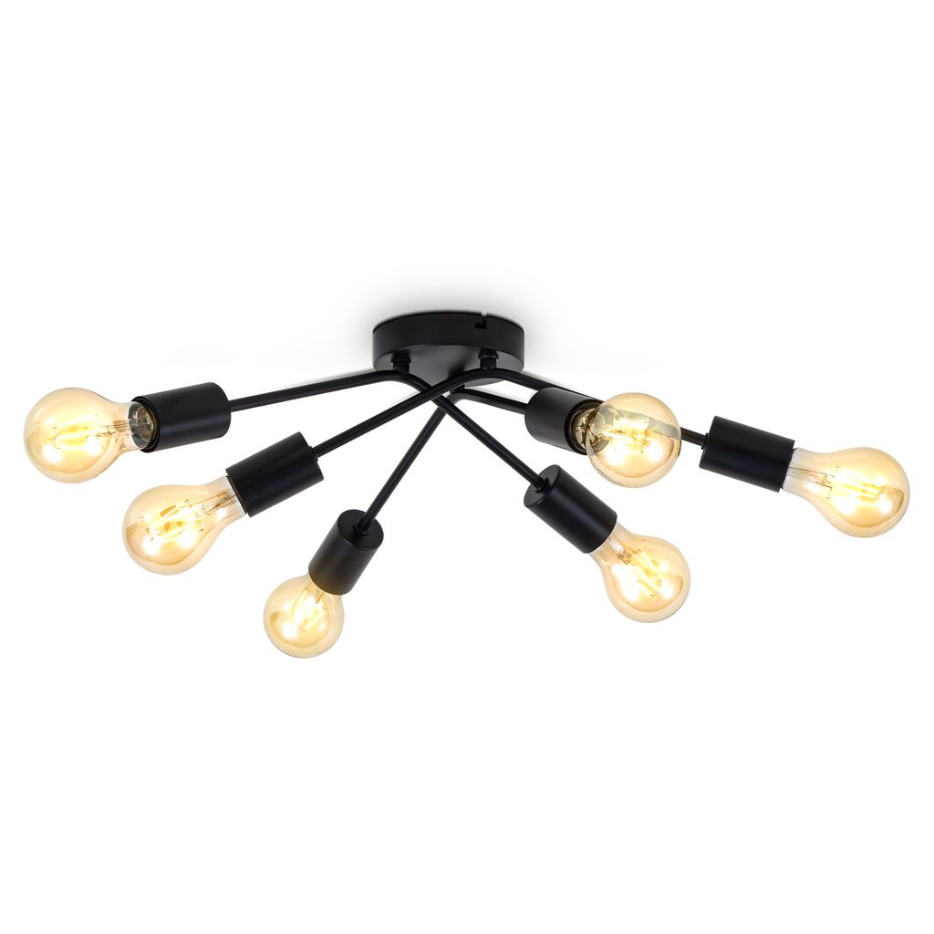 Deckenlampe Ø55 cm - E27 Fassung. 6-flammig. retro. schwarz 0