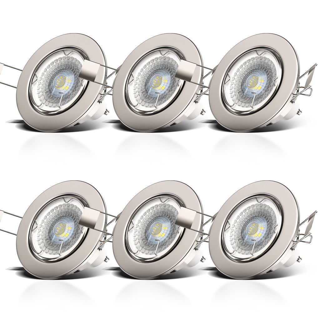 Einbauspot 6er Set 68mm Lochmaß - GU10. 5.5W. 400lm. LED. dimmbar. warmweiß. matt-nickel 2