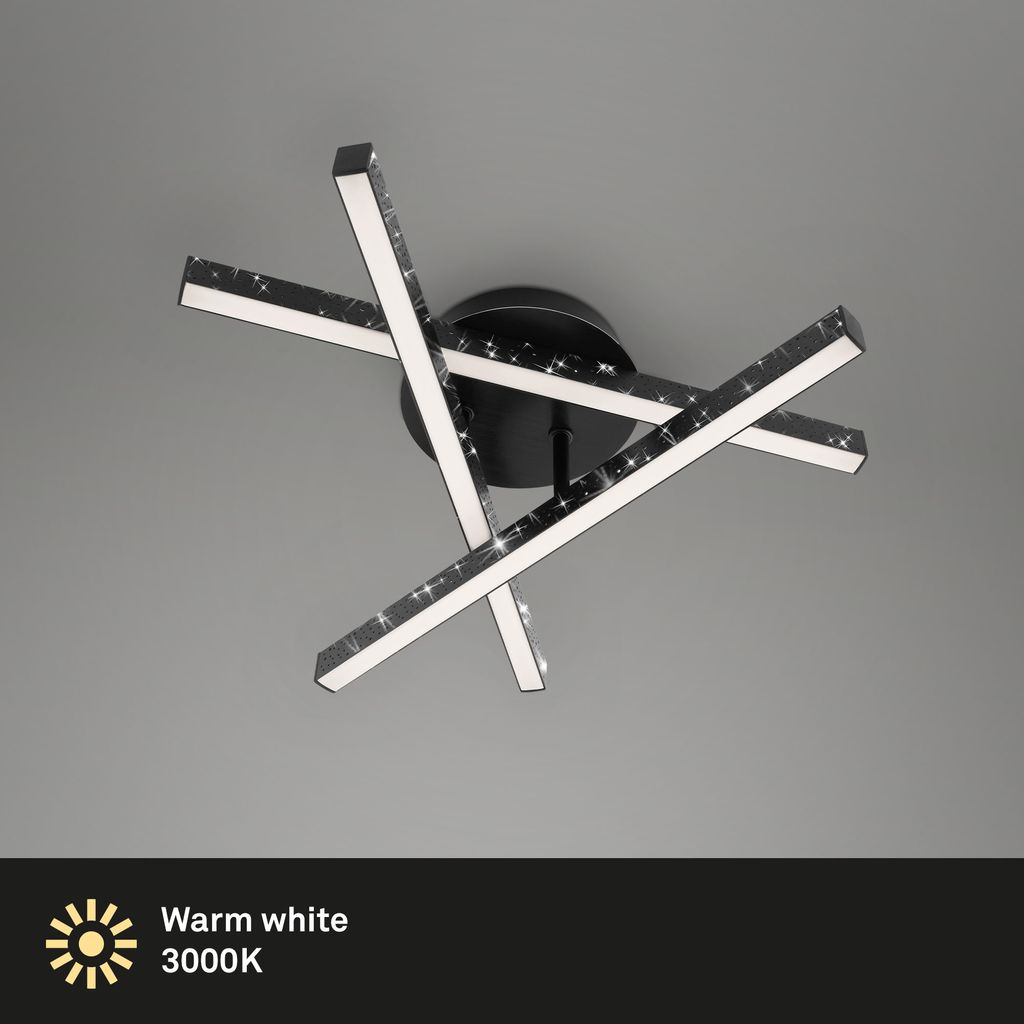 LED Deckenleuchte Wandleuchte Glitzereffekt 3000K 15W schwarz Metall Briloner 2