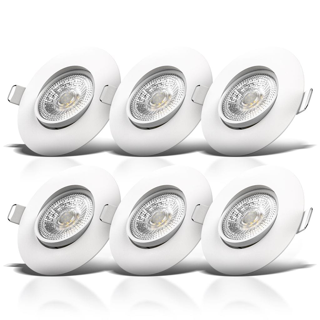 Einbauspot 68mm 6er Set - 230V. 4.9W. 480lm. LED. warmweiß. weiß 10