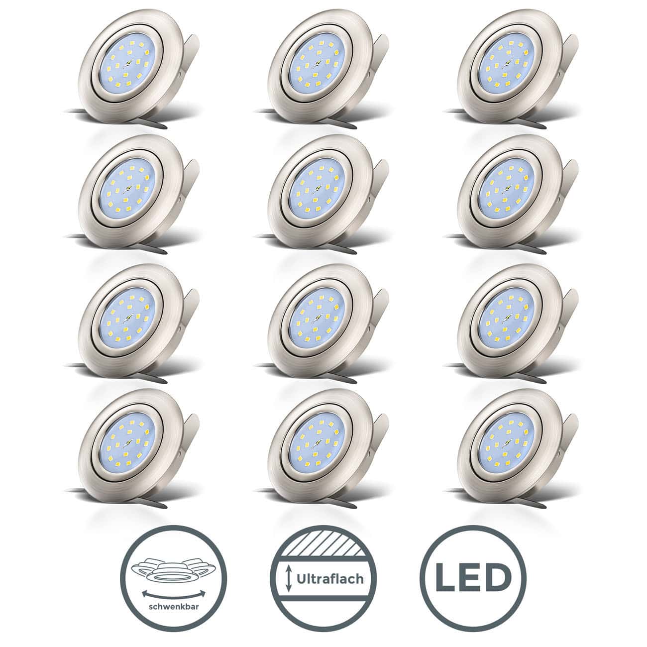 LED Einbaustrahler | Einbauleuchte 12er SET | schwenkbar 5W ultraflach - 8