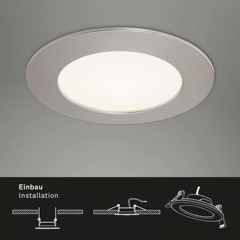 3er Set LED Einbauleuchte. Ø 12 cm. 8 W. Matt-Nickel 4