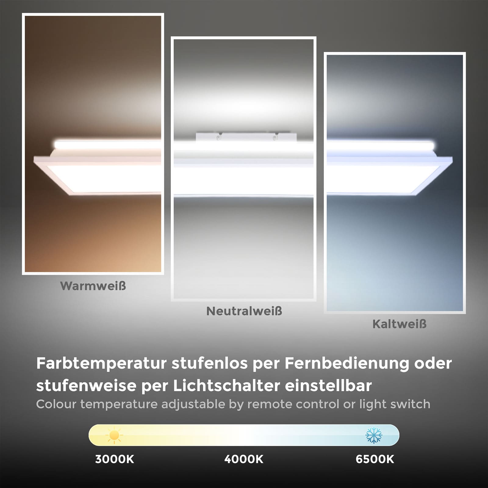 LED Panel CCT, 100x25cm, Backlight, weiß, dimmbar, Fernbedienung - 3