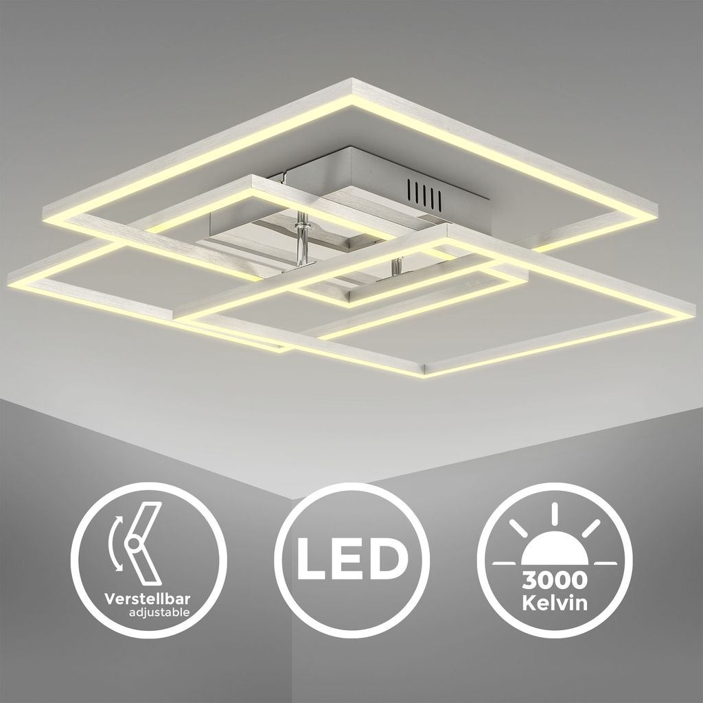 Deckenlampe 57x57 cm - 40W. 4000lm. LED. warmweiß. silberfarbig 1