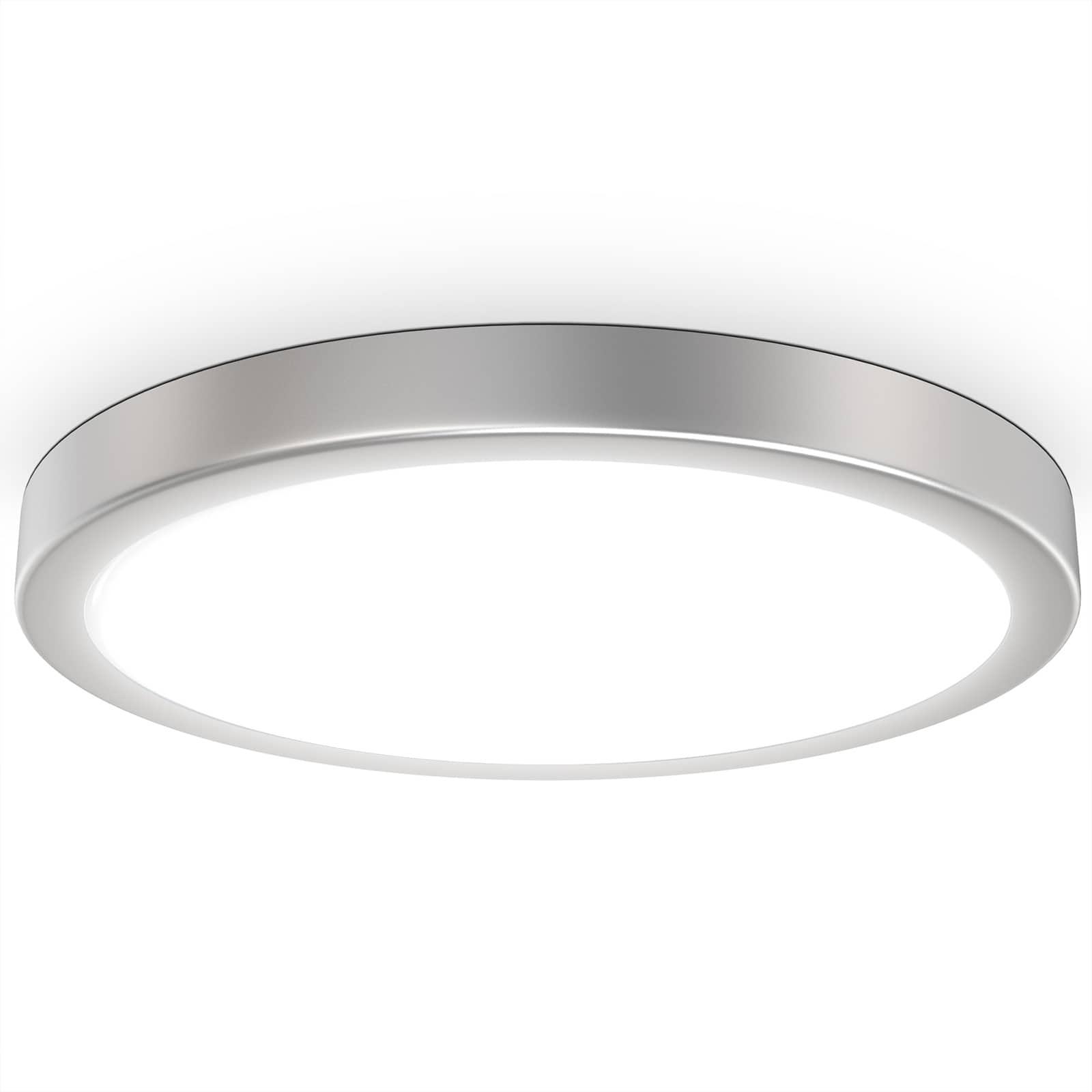 LED Deckenleuchte rund mit silbernem Metallrahmen Ø 38 cm  - 1