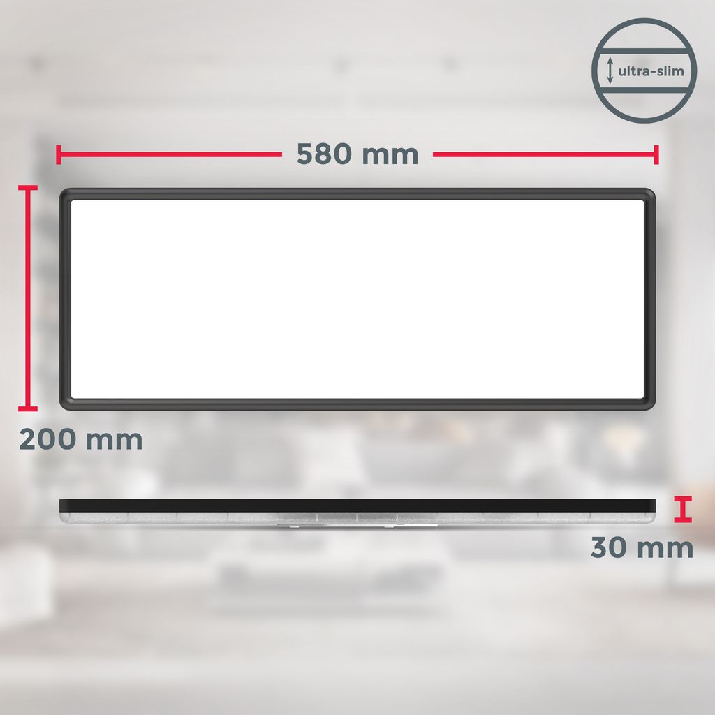 LED Panel 58x20 cm - 22W. 3000lm. dimmbar. Fernbedienung. RGBW. schwarz 4