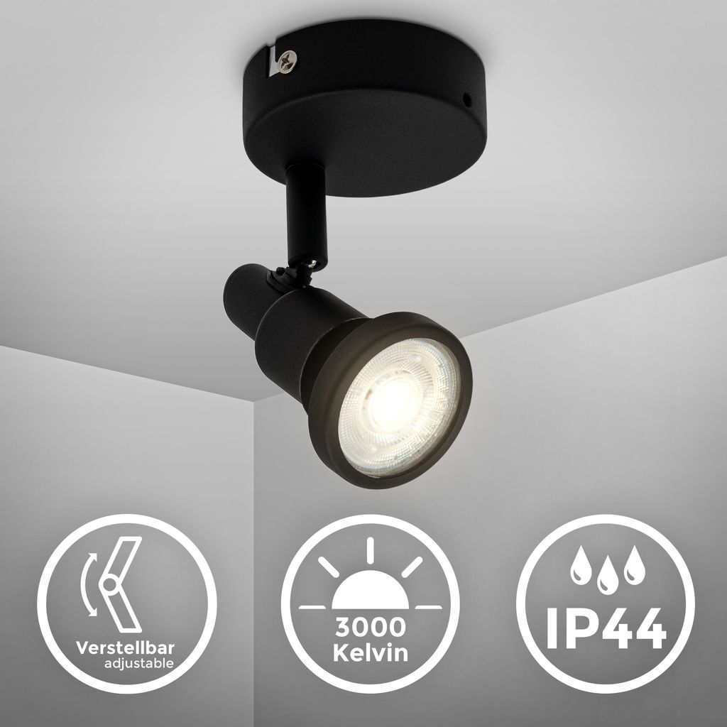 Wandlampe - 4.8W. 400lm. LED. schwenkbar. IP44. warmweiß. schwarz 1