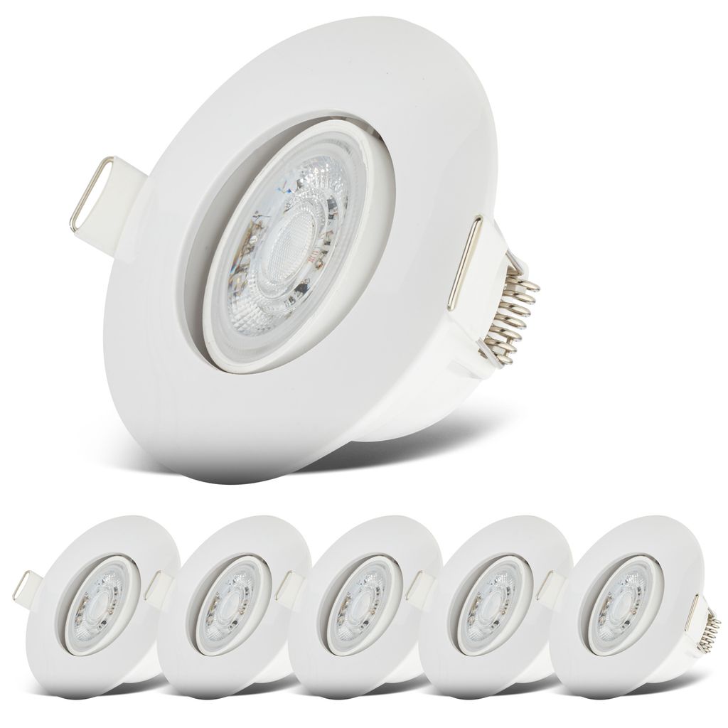 Einbaustrahler 68mm 6er Set - 230V. 4.9W. 480lm. LED. IP65. warmweiß. weiß 12
