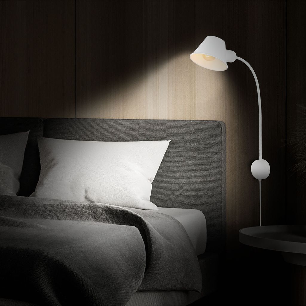 Bettleuchte Bettlampe schwenkbar Leselampe 1xE27 10W weiß Schlafzimmer Briloner 5