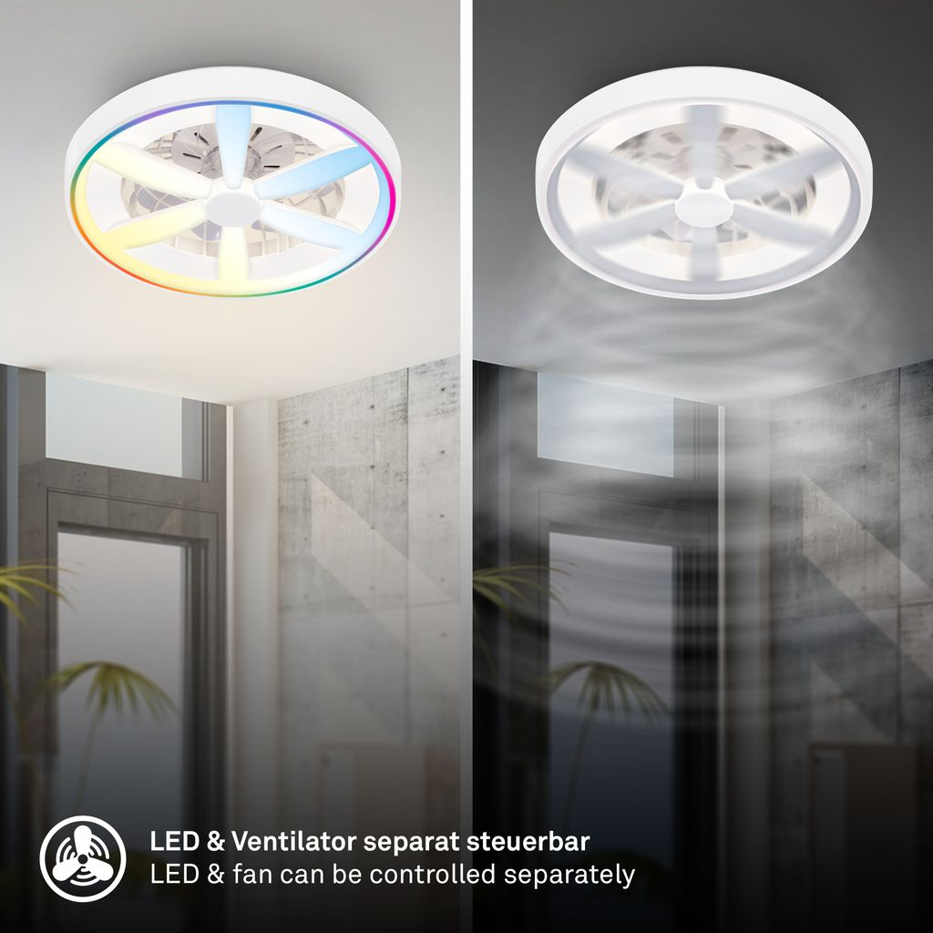Deckenventilator mit Beleuchtung Fernbedienung Ventilator Dimmbar RGBIC CCT 2