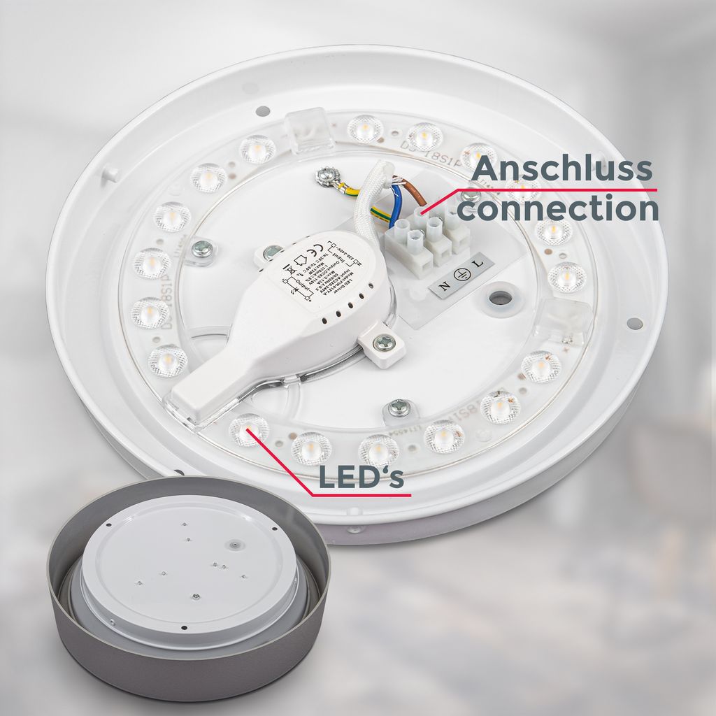 Deckenlampe Ø25 cm - 12W. 1200lm. LED. neutralweiß. silberfarbig 6