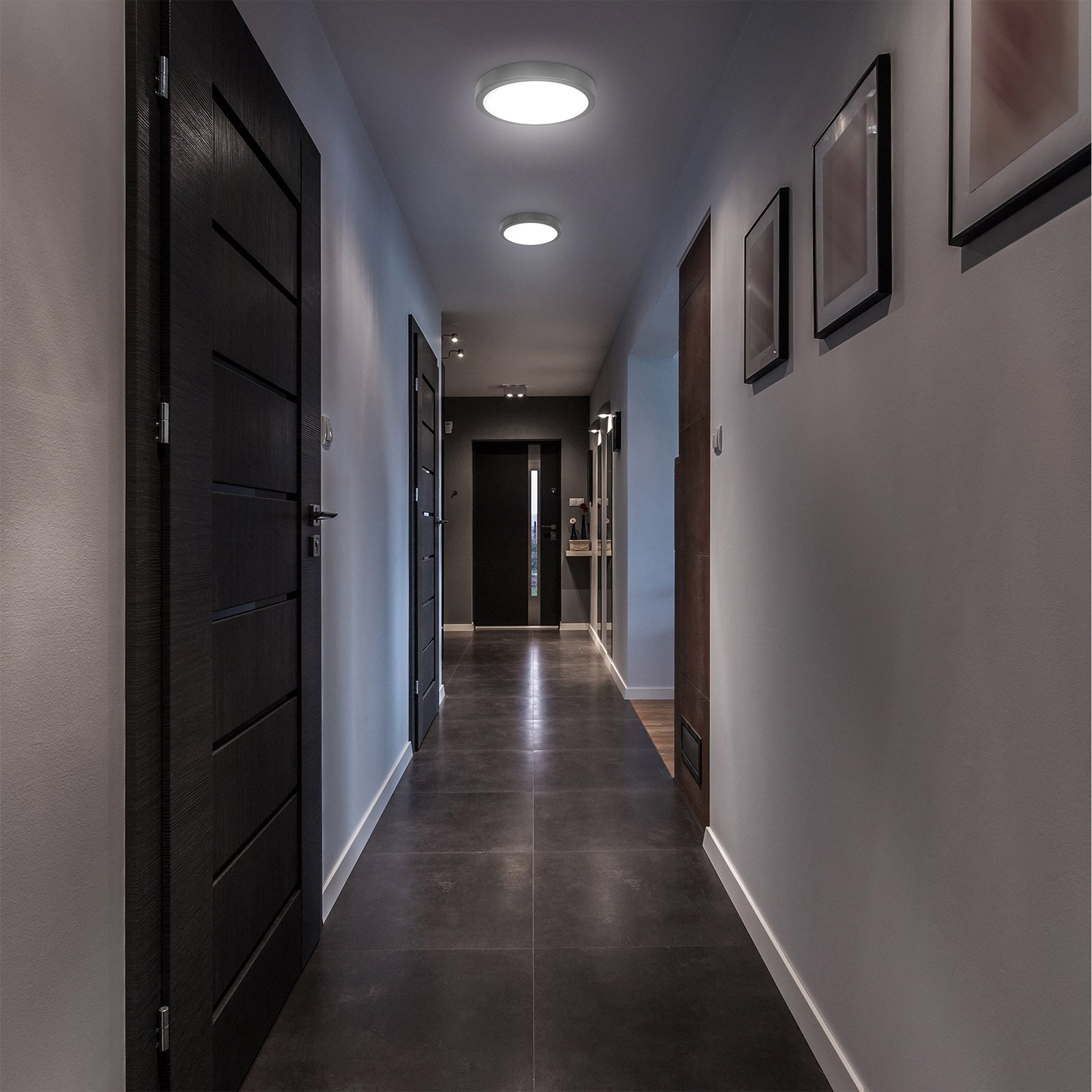 LED Deckenleuchte rund mit schwarzem Metallrahmen Ø 38 cm  - 6
