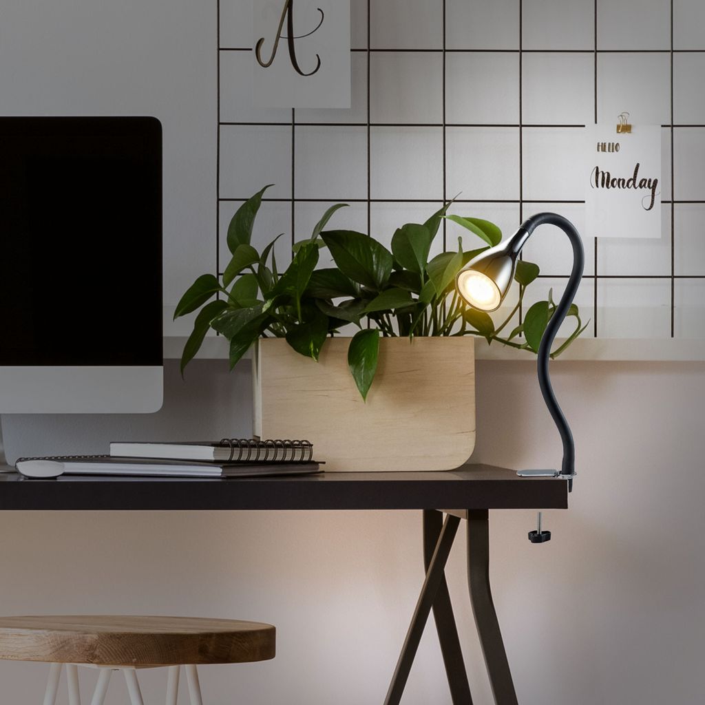 Klemmlampe - 4.8W. 400lm. LED. mit Stecker. dimmbar. warmweiß. schwarz 3