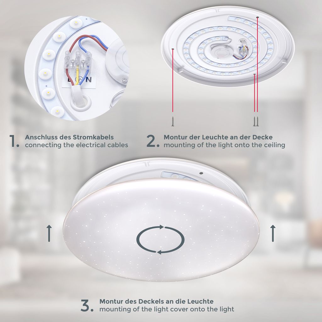 Deckenleuchte Ø33.8 cm - 17W. 1530lm. LED. dimmbar. Fernbedienung. CCT. weiß 7