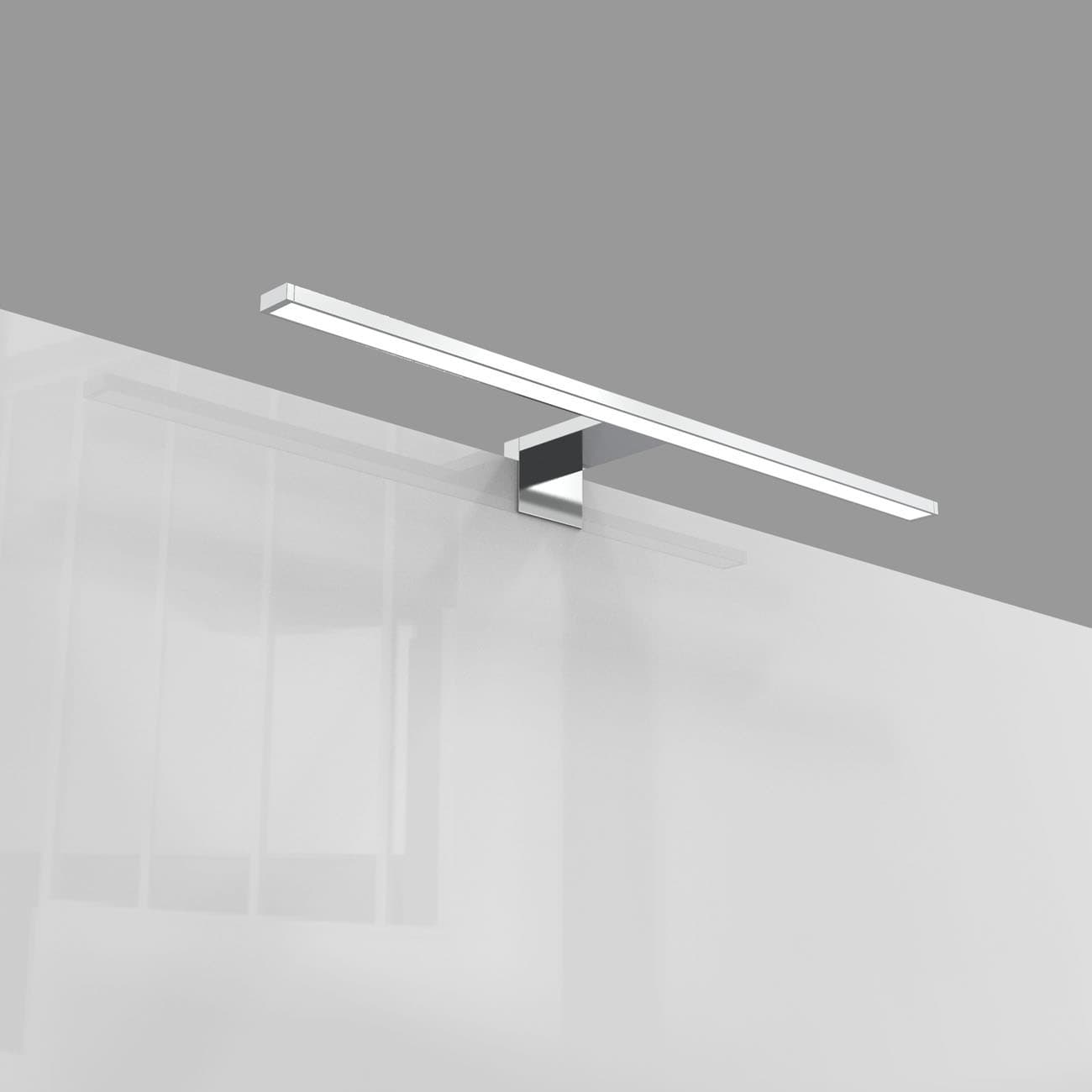 LED Spiegellampe - 60x10cm - Badezimmerleuchte IP44 230V Leuchtmittel 8W 780lm neutralweiß | Chrom-farbig - 8