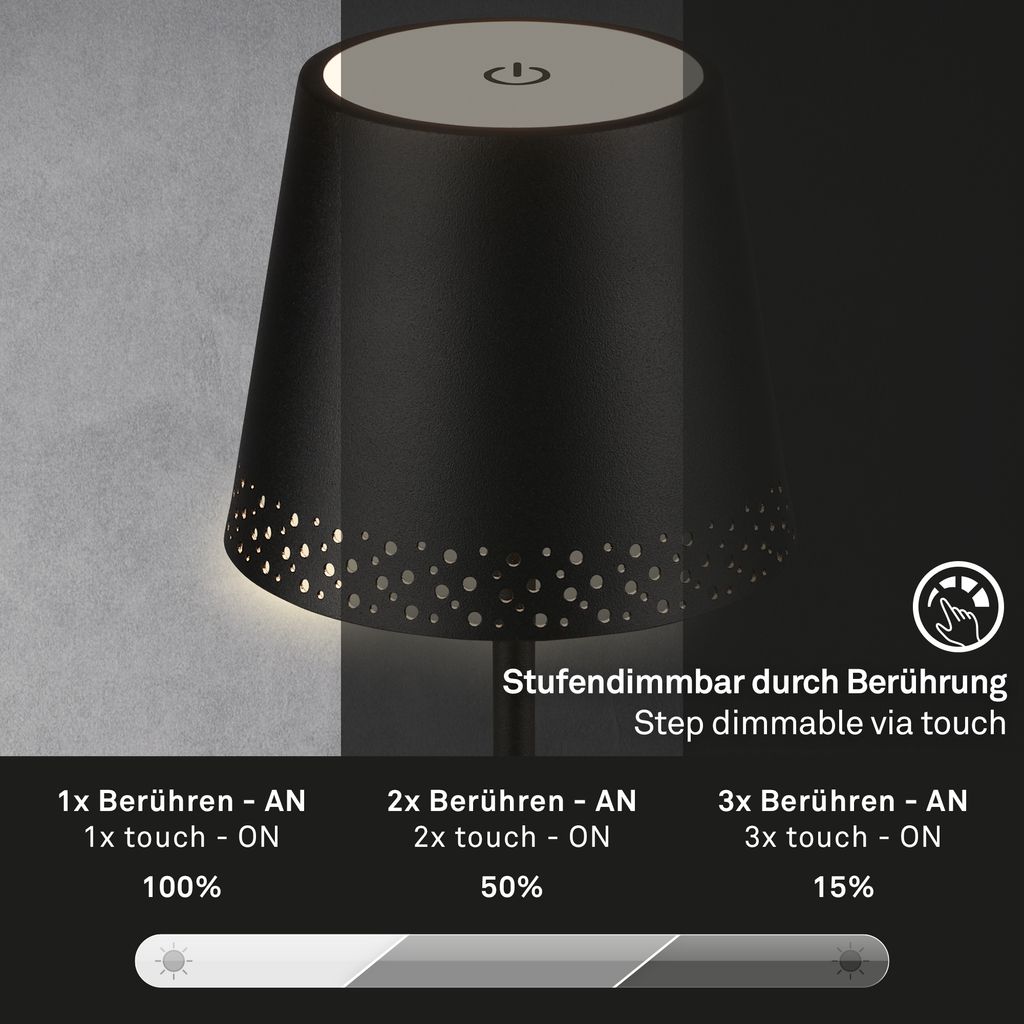 LED Akku-Tischleuchte 38 cm 2.6W 280lm schwarz 3