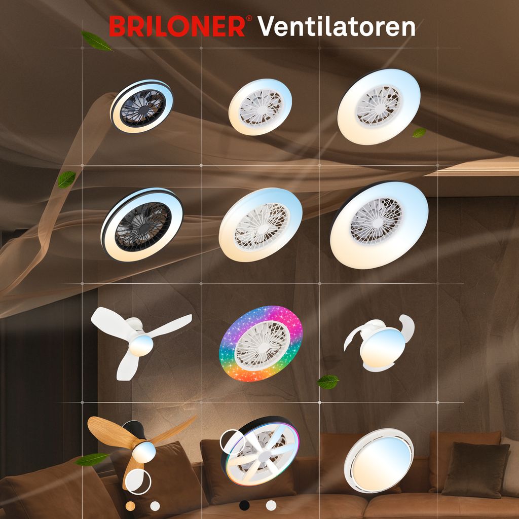 Venturo Deckenventilator mit Beleuchtung - 24W, 2600lm, 5 Geschwindkeiten, CCT, Dimmbar, Schwarz