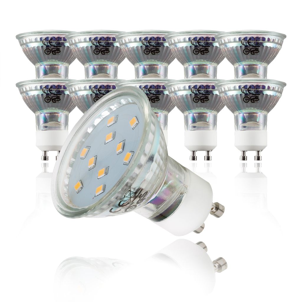 LED Leuchtmittel GU10 10er Set - 3W. 250lm. 3000K. klar 16