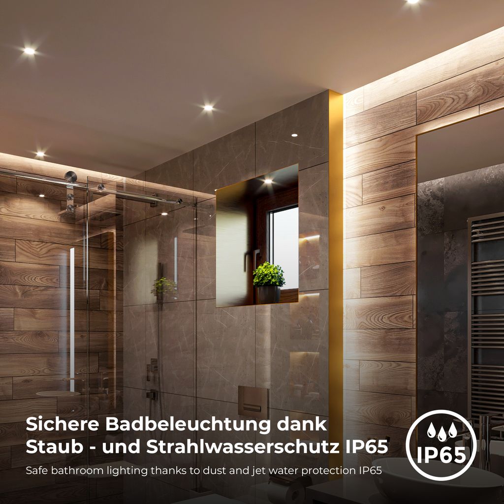 Einbaustrahler 68mm 5er Set - 230V. 4.9W. 480lm. LED. dimmbar. IP65. warmweiß. weiß 3