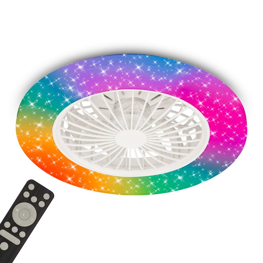 LED Deckenlampe Ventilator Deckenventilator Dimmbar Fernbedienung CCT RGB 48.5cm 0