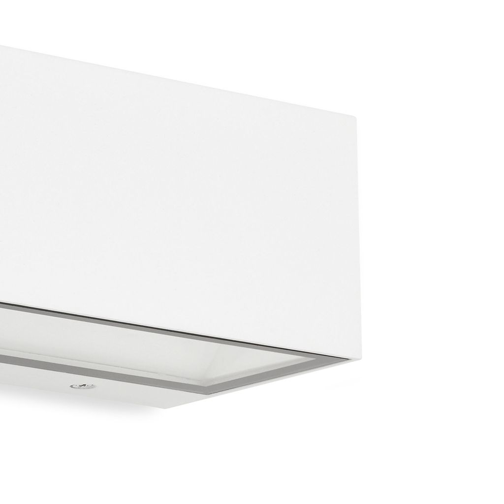 LED Außenwandleuchte Up- & Downlight 18x7x9cm - 1-flammig - Wandleuchte Hauswand Fassade Metall-Glas IP44 12W 1300lm 4.000K neutralweiße Lichtfarbe I weiß 5